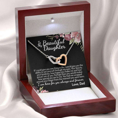 Daughter Necklace, To My Daughter (From Dad) Interlocking Hearts Necklace, Father To Daughter Gift, Birthday Necklace Gift To Daughter From Dad Dughter's Day Rakva