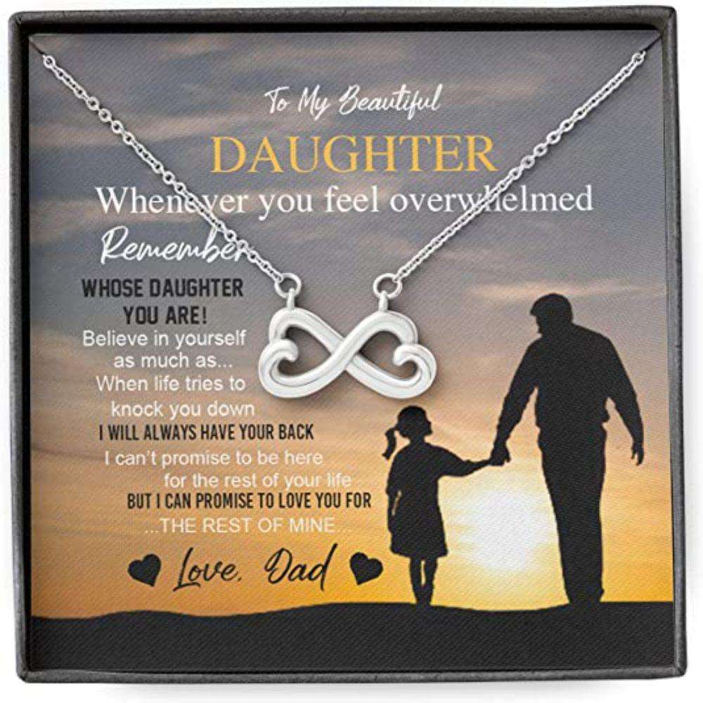 Daughter Necklace, To My Daughter From Dad Overwhelmed Believe Your Back Rest Of Life Necklace Dughter's Day Rakva