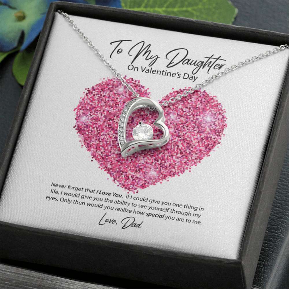 Daughter Necklace, To My Daughter From Dad Valentine’S Day Forever Love Necklace Dughter's Day Rakva