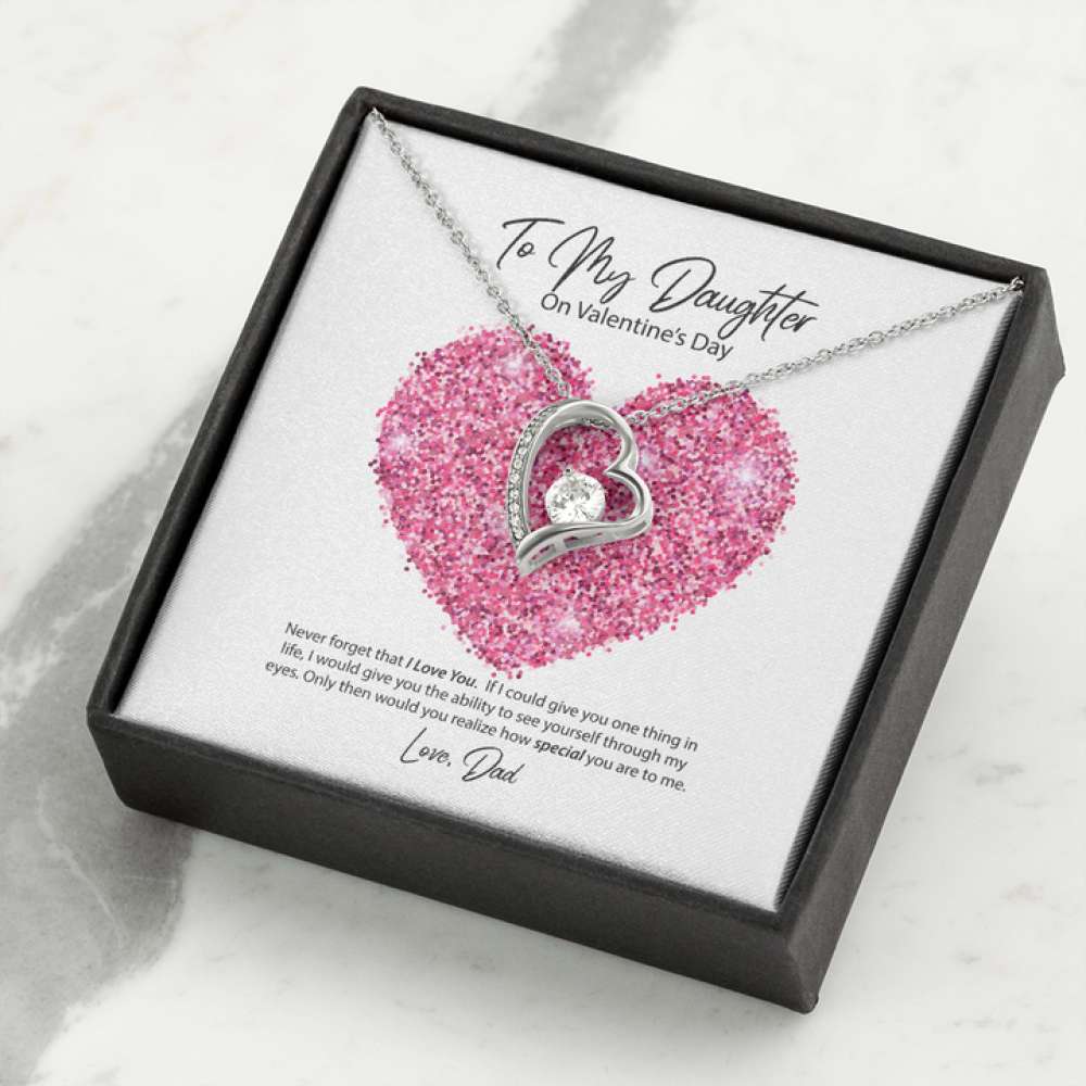 Daughter Necklace, To My Daughter From Dad Valentine’S Day Forever Love Necklace Dughter's Day Rakva