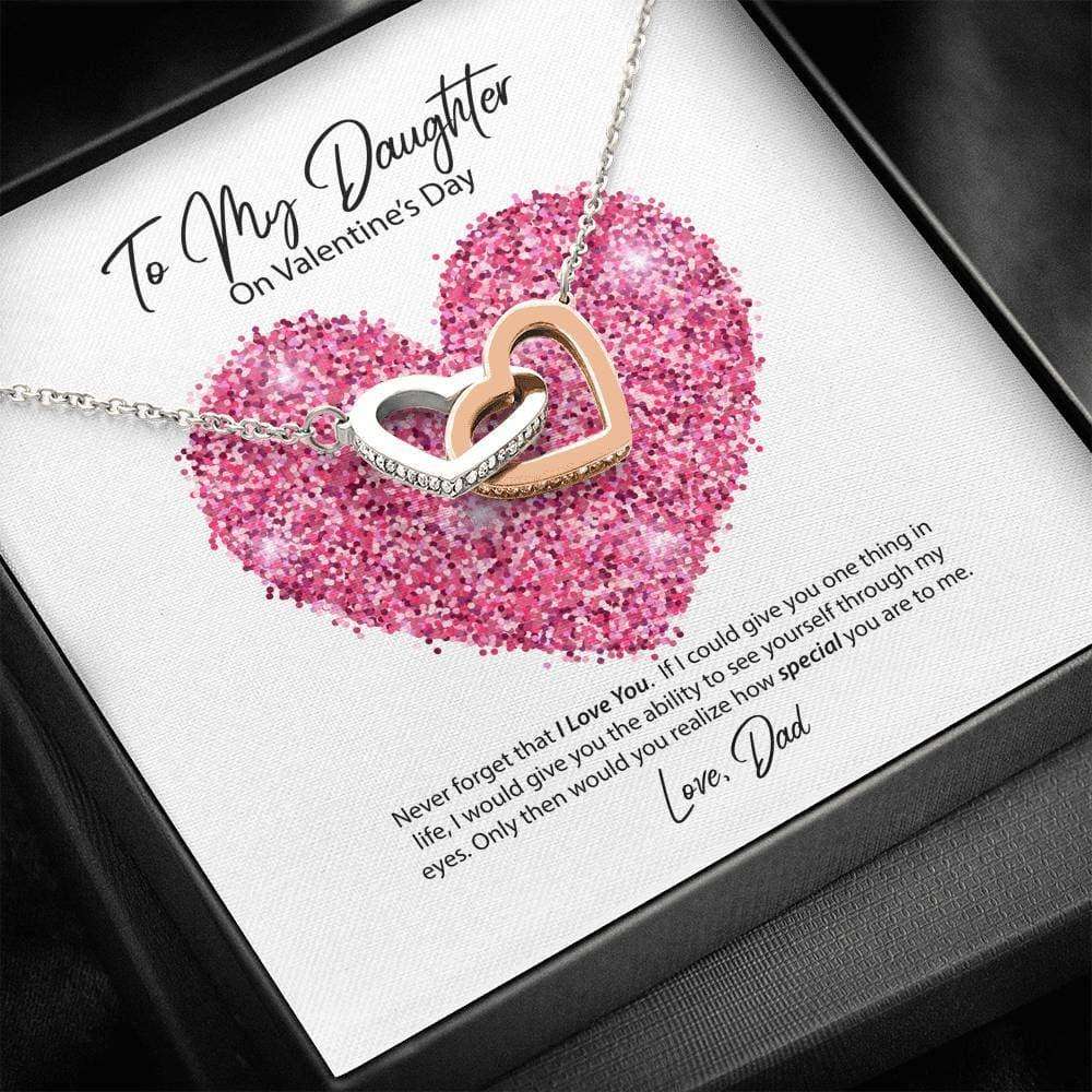 Daughter Necklace, To My Daughter From Dad Valentine’S Day Interlocking Hearts Necklace Dughter's Day Rakva