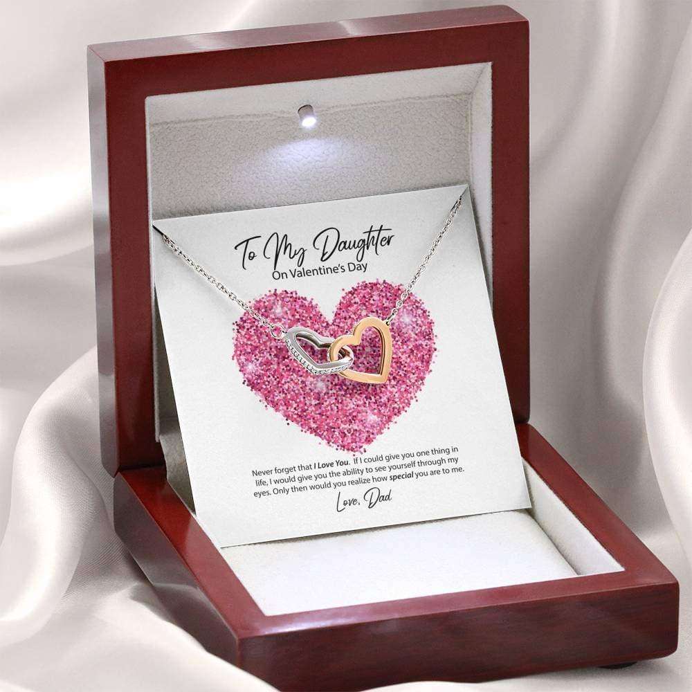 Daughter Necklace, To My Daughter From Dad Valentine’S Day Interlocking Hearts Necklace Dughter's Day Rakva