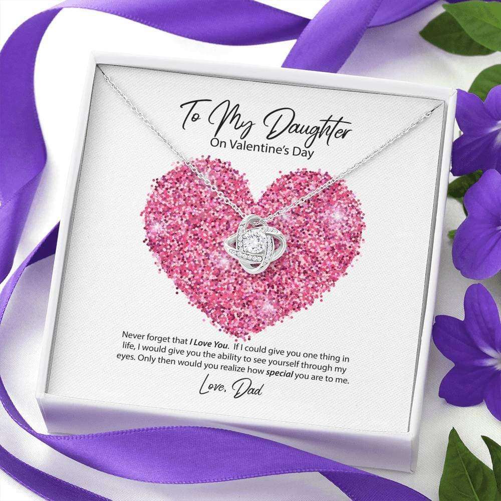 Daughter Necklace, To My Daughter From Dad Valentine’S Day Love Knot Necklace Dughter's Day Rakva