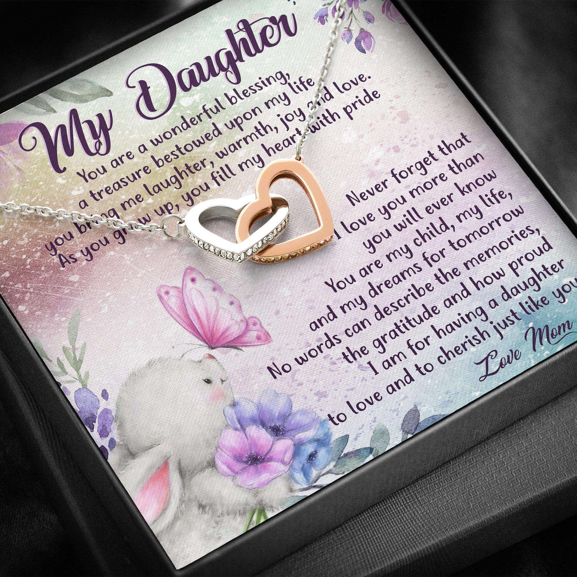 Daughter Necklace To My Daughter, Gift For Daughter “ Interlocking Hearts Necklace Dughter's Day Rakva