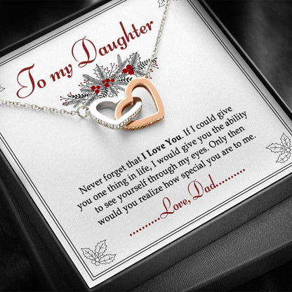 Daughter Necklace, To My Daughter Gift From Dad “ Never Forget That I Love You Hearts Necklace Dughter's Day Rakva