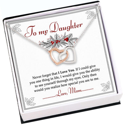 Daughter Necklace, To My Daughter Gift From Mom “ Never Forget That I Love You Hearts Necklace Dughter's Day Rakva