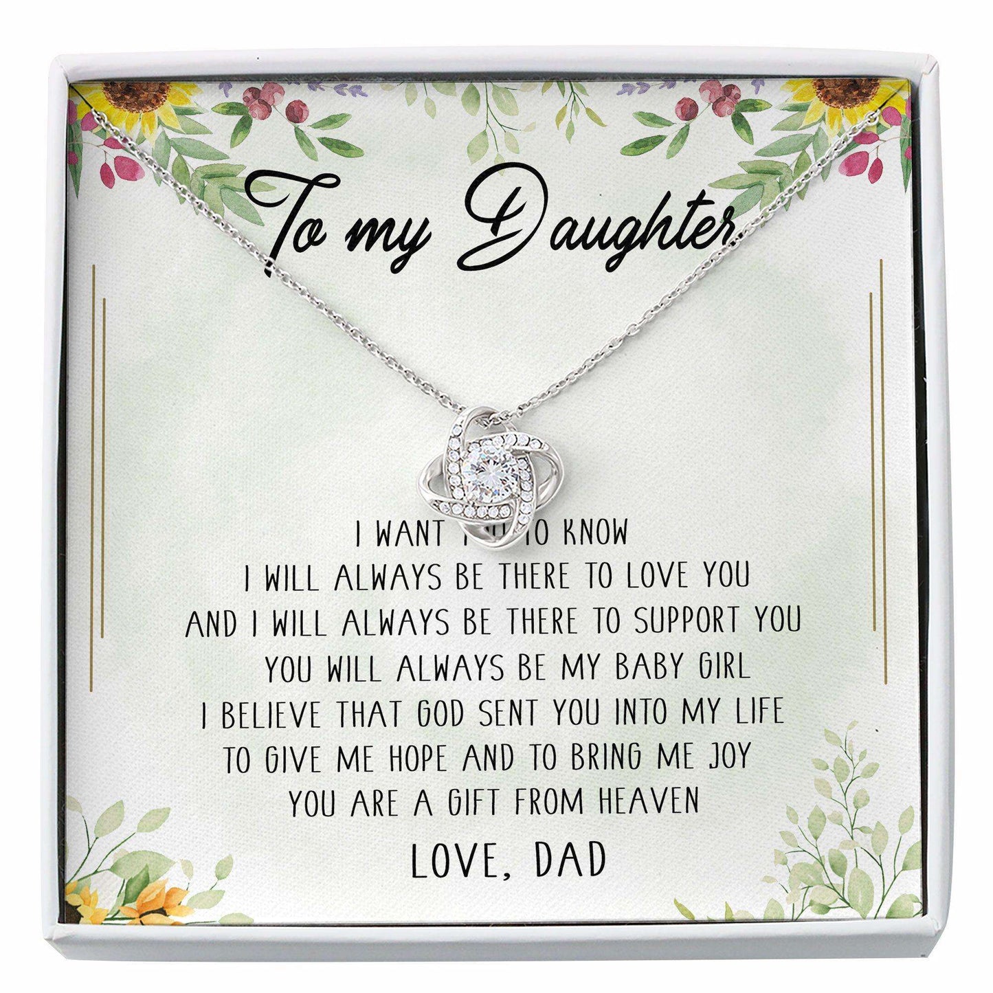 Daughter Necklace , To My Daughter Gift Necklace From Dad “ Love Knot Necklace Dughter's Day Rakva