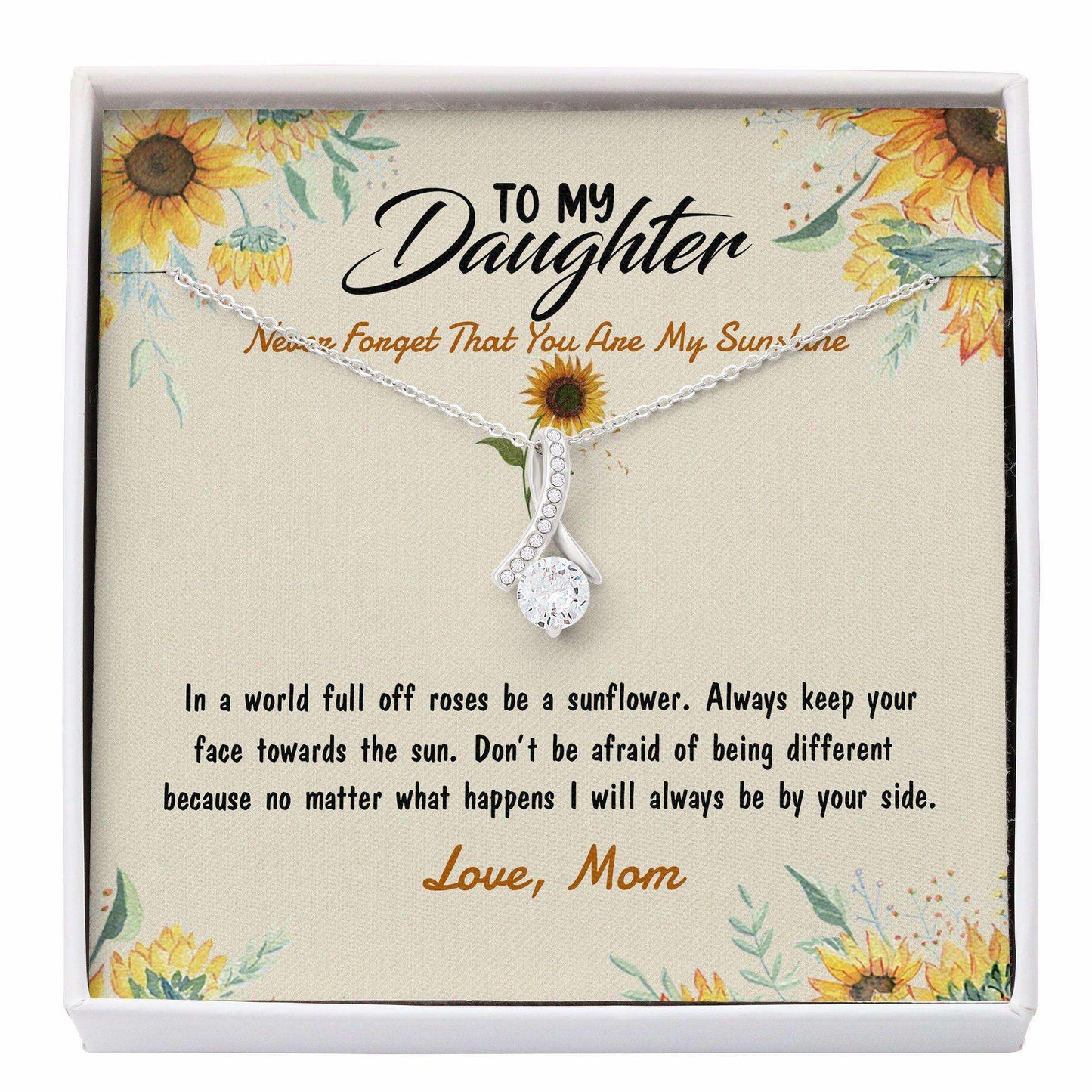 Daughter Necklace, To My Daughter Gift “ You Are My Sunshine From Mom Alluring Beauty Necklace Dughter's Day Rakva