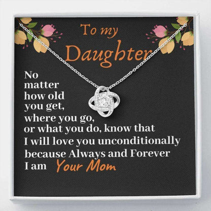 Daughter Necklace, To My Daughter I Love You Unconditionally Love Knot Necklace, Birthday Gift Dughter's Day Rakva