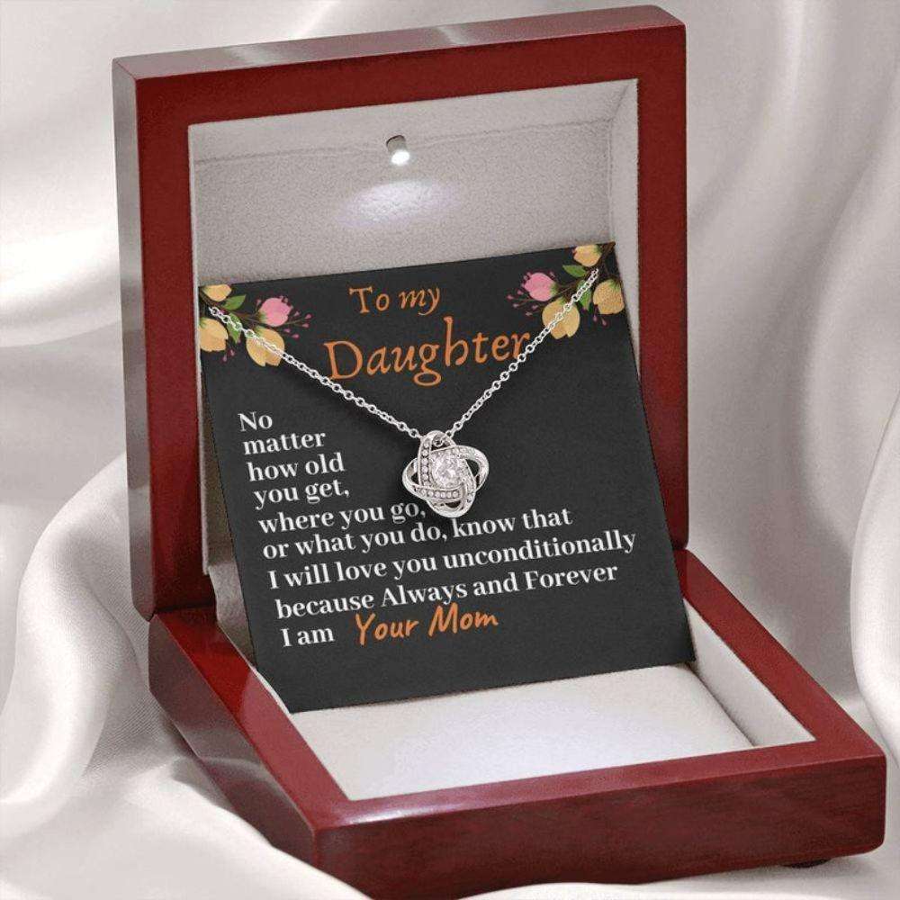 Daughter Necklace, To My Daughter I Love You Unconditionally Love Knot Necklace, Birthday Gift Dughter's Day Rakva