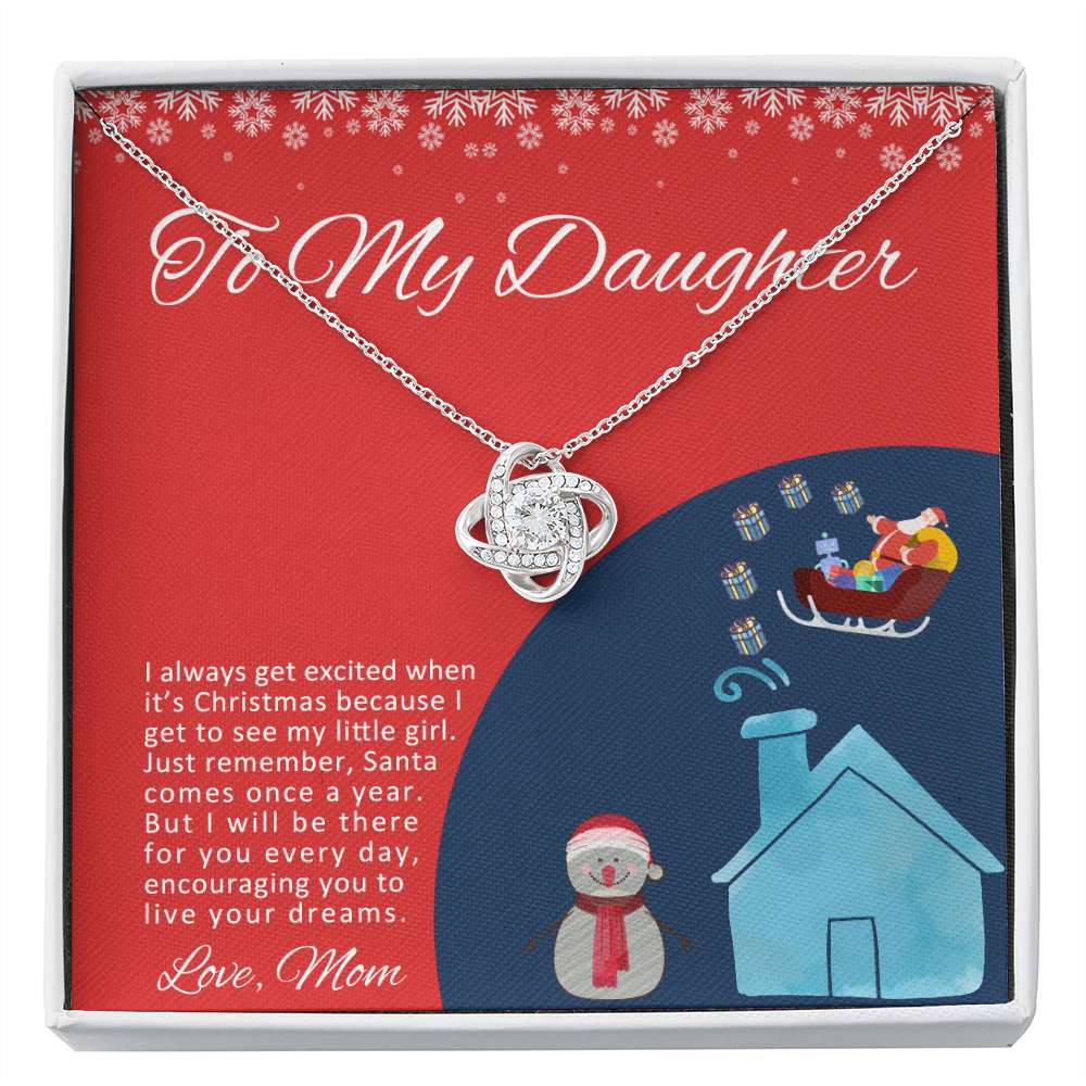 Daughter Necklace, To My Daughter I Will Be There For You Christmas Love Knot Necklace Dughter's Day Rakva