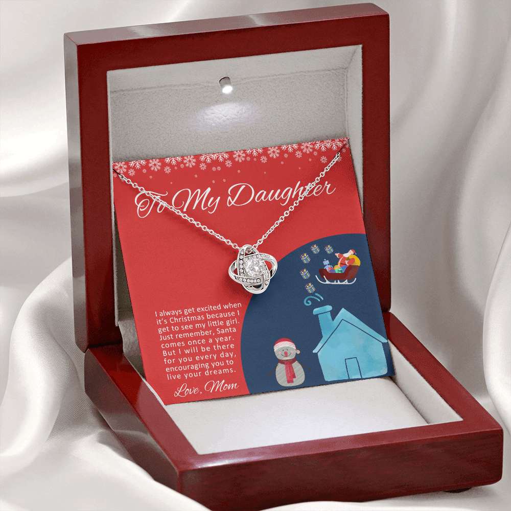 Daughter Necklace, To My Daughter I Will Be There For You Christmas Love Knot Necklace Dughter's Day Rakva