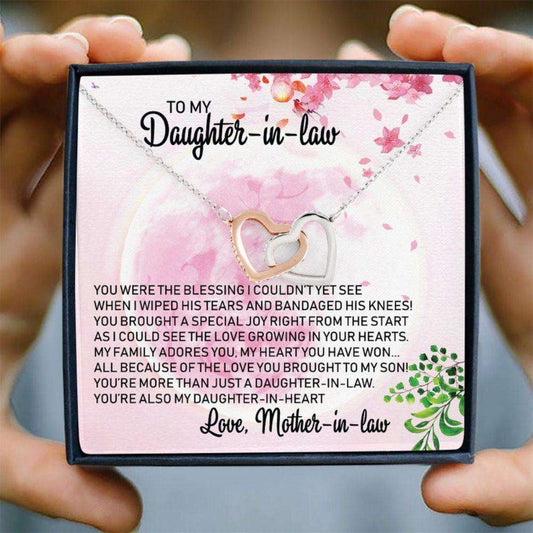 Daughter Necklace, To My Daughter In Law Joined Hearts Necklace, Gift For Daughter In Law, Welcoming Daughter In Law Into Family Dughter's Day Rakva