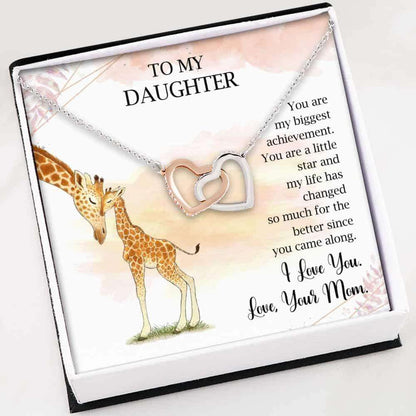 Daughter Necklace “ To My Daughter “ Interlocking Hearts Necklace With Gift Box For Birthday Christmas Dughter's Day Rakva