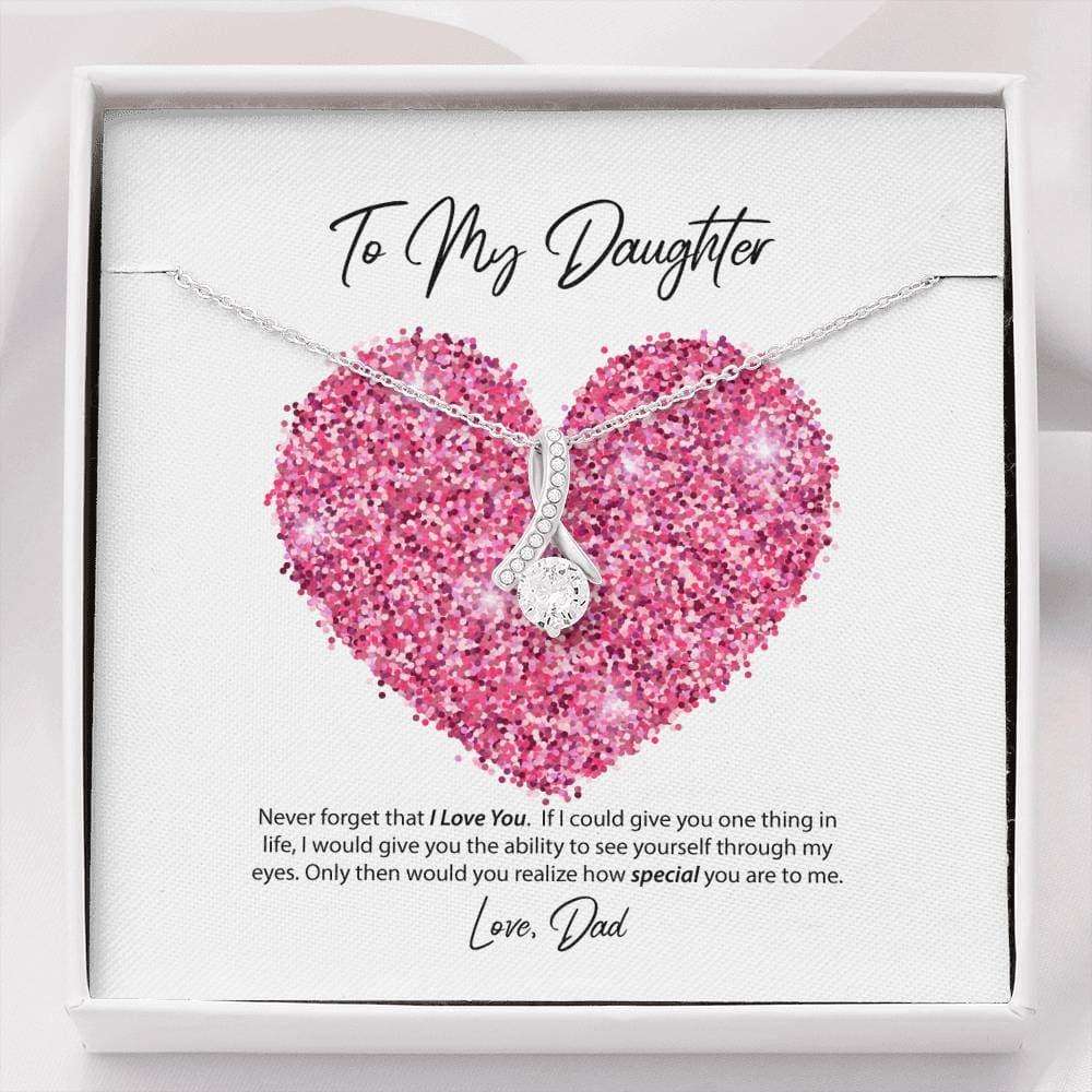 Daughter Necklace, To My Daughter Love Dad Alluring Beauty Necklace Dughter's Day Rakva