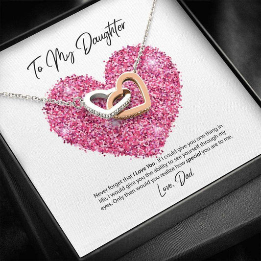 Daughter Necklace, To My Daughter Love Dad Interlocking Hearts Necklace Dughter's Day Rakva