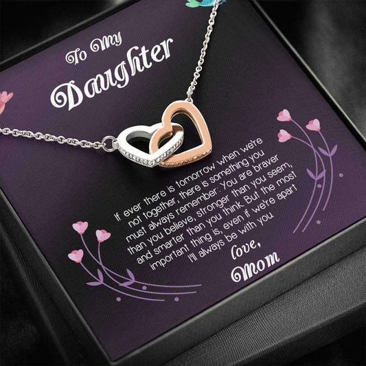 Daughter Necklace, To My Daughter Love Mom Interlocking Hearts Necklace Dughter's Day Rakva