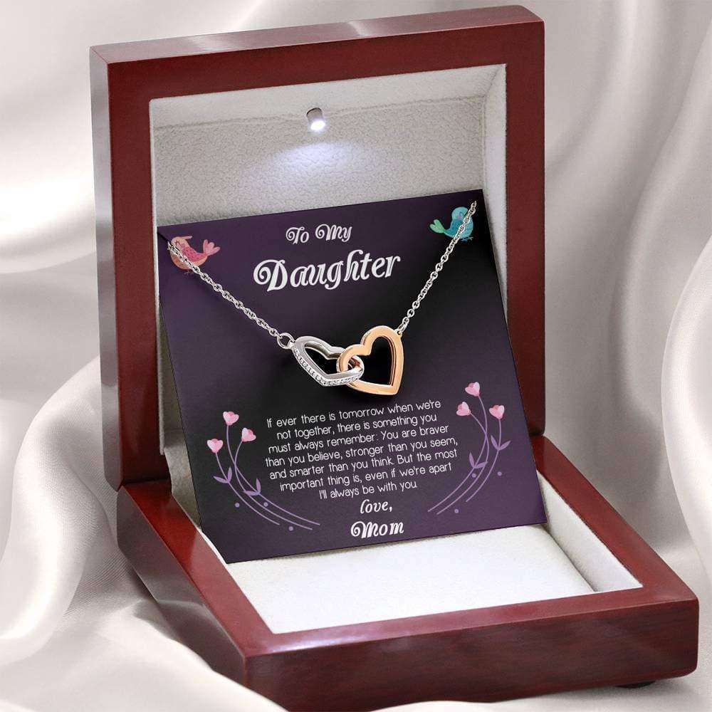 Daughter Necklace, To My Daughter Love Mom Interlocking Hearts Necklace Dughter's Day Rakva