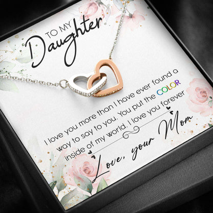 Daughter Necklace, To My Daughter, Love You Forever “ Interlocking Hearts Necklace Dughter's Day Rakva