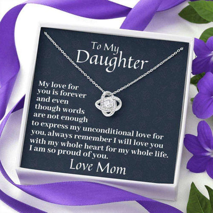 Daughter Necklace, To My Daughter My Love For You Is Forever Love Knot Necklace, Birthday Gift Dughter's Day Rakva