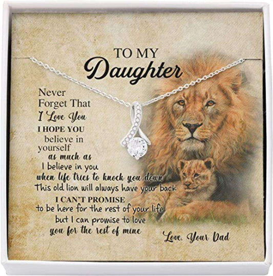 Daughter Necklace, To My Daughter Necklace From Dad Old Lion Your Back Believe Rest Of Mine Necklace Dughter's Day Rakva