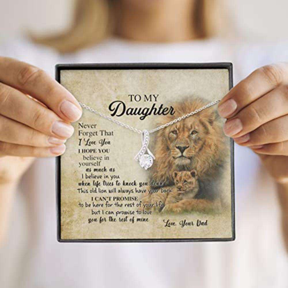 Daughter Necklace, To My Daughter Necklace From Dad Old Lion Your Back Believe Rest Of Mine Necklace Dughter's Day Rakva