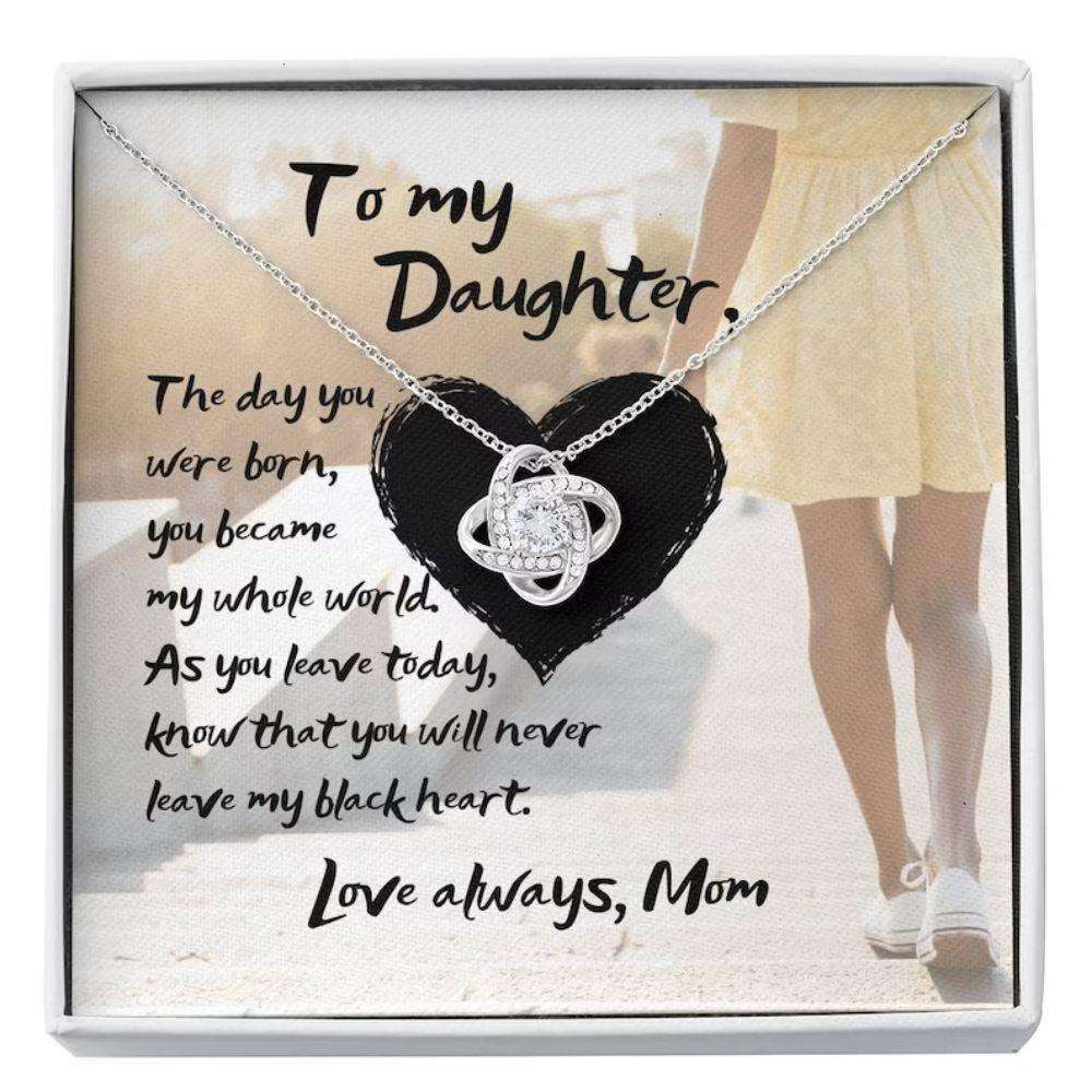 Daughter Necklace, To My Daughter Necklace Gift “ Ever In My Black Heart Love Knot Necklace Dughter's Day Rakva