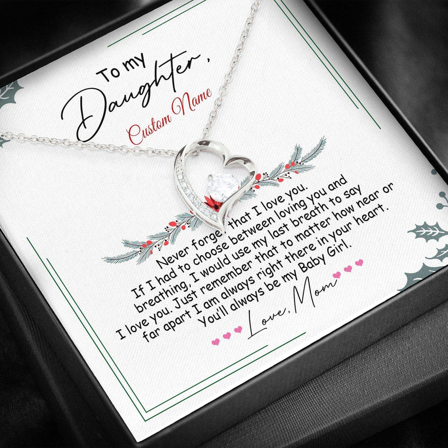 Daughter Necklace, To My Daughter Necklace “ Gift For Daughter From Mom Christmas Forever Love Necklace Dughter's Day Rakva