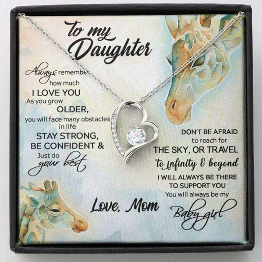 Daughter Necklace, To My Daughter Necklace Gift From Mom Giraffe “ Stay Strong Be Confident Dughter's Day Rakva