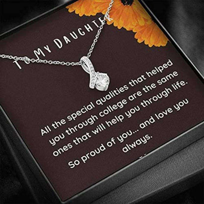 Daughter Necklace, To My Daughter Necklace Gift From Mom “ So Proud Of You And Love You Always Dughter's Day Rakva