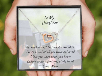 Daughter Necklace, To My Daughter Necklace Gift “ Leaving For Costly College Card Necklace Dughter's Day Rakva