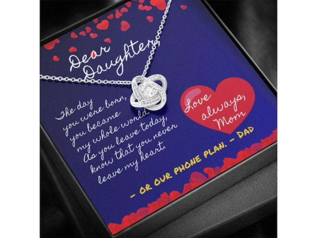 Daughter Necklace, To My Daughter Necklace Gift “ Moving Out Card And Love Knot Necklace Dughter's Day Rakva