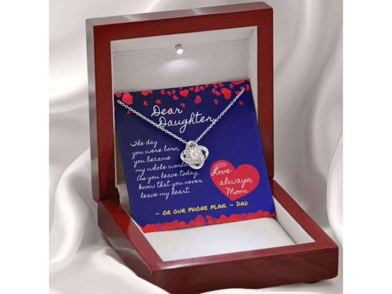 Daughter Necklace, To My Daughter Necklace Gift “ Moving Out Card And Love Knot Necklace Dughter's Day Rakva