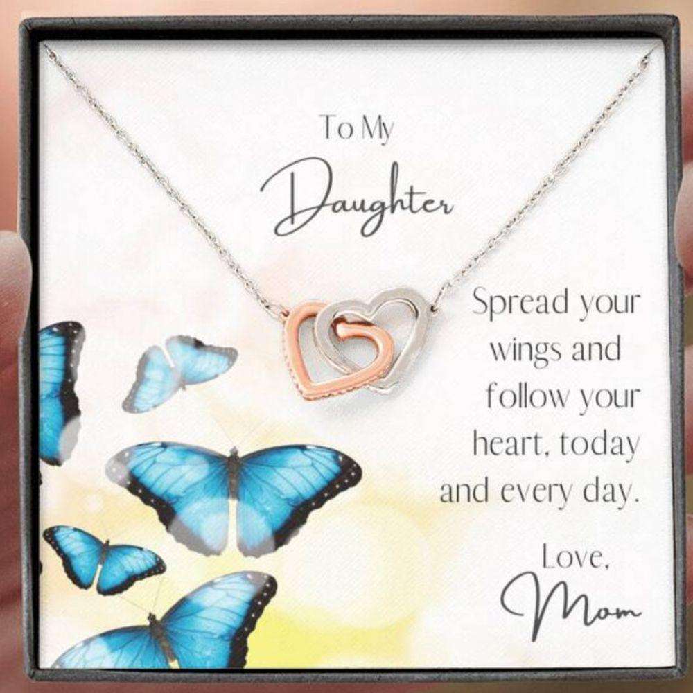 Daughter Necklace, To My Daughter Necklace Gift “ Spread Your Wings Card Necklace Dughter's Day Rakva