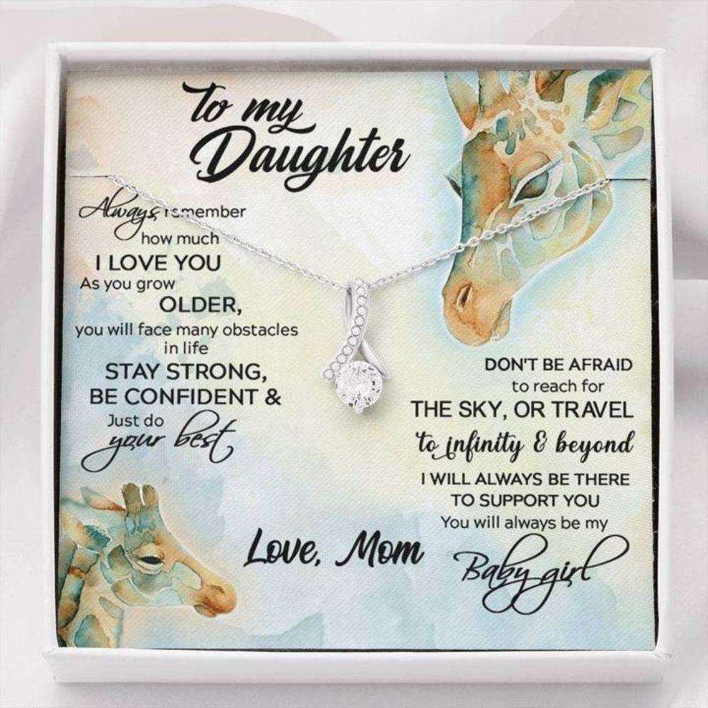 Daughter Necklace, To My Daughter Necklace Gift “ Stay Strong Be Confident “ Gift From Mom Giraffe Dughter's Day Rakva