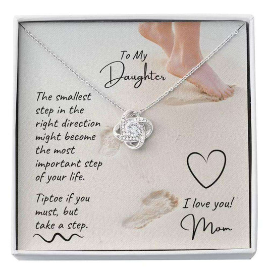 Daughter Necklace, To My Daughter Necklace Gift “ Take A Step Love Knot Necklace Dughter's Day Rakva