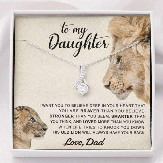 Daughter Necklace, To My Daughter Necklace Gift “ This Old Lion Will Always Have Your Back Dughter's Day Rakva