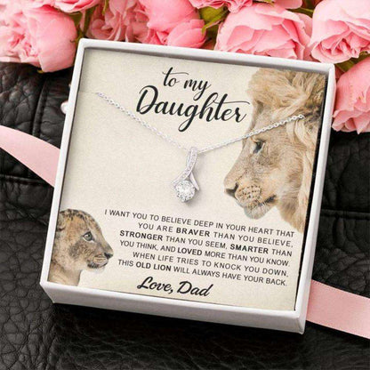 Daughter Necklace, To My Daughter Necklace Gift “ This Old Lion Will Always Have Your Back Dughter's Day Rakva