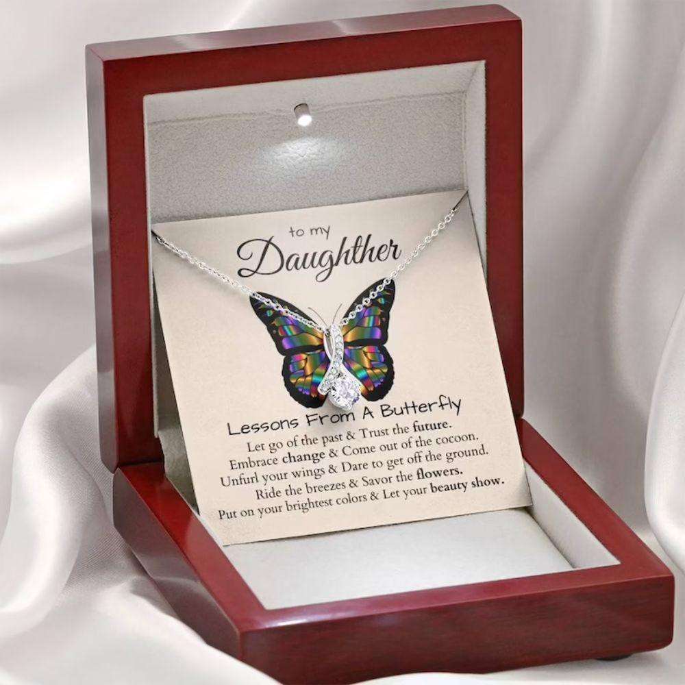 Daughter Necklace, To My Daughter Necklace “ Lessons From A Butterfly “ Gift For Daughter Dughter's Day Rakva