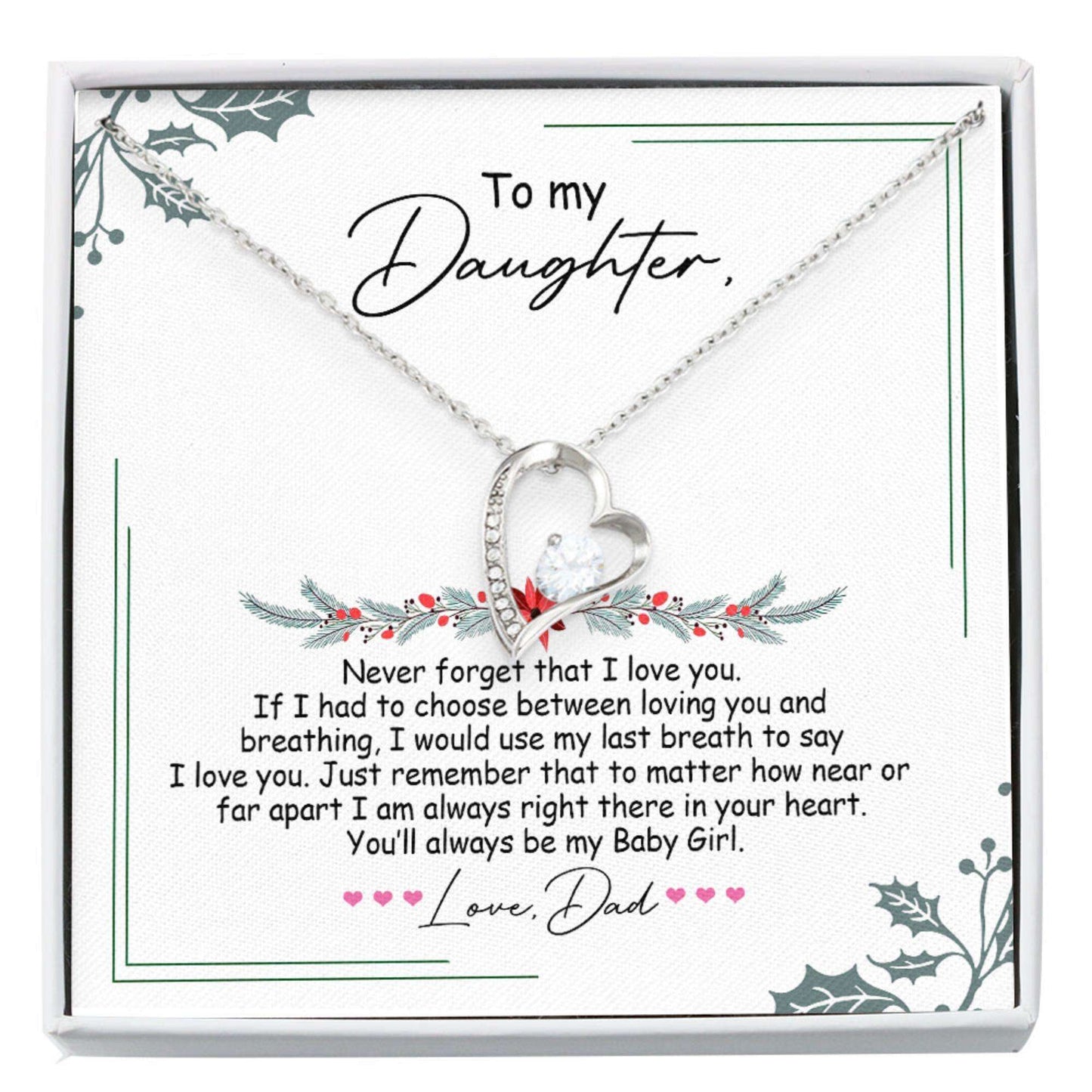 Daughter Necklace, To My Daughter Necklace “ Love Daughter Gift From Dad Christmas Forever Love Necklace Dughter's Day Rakva