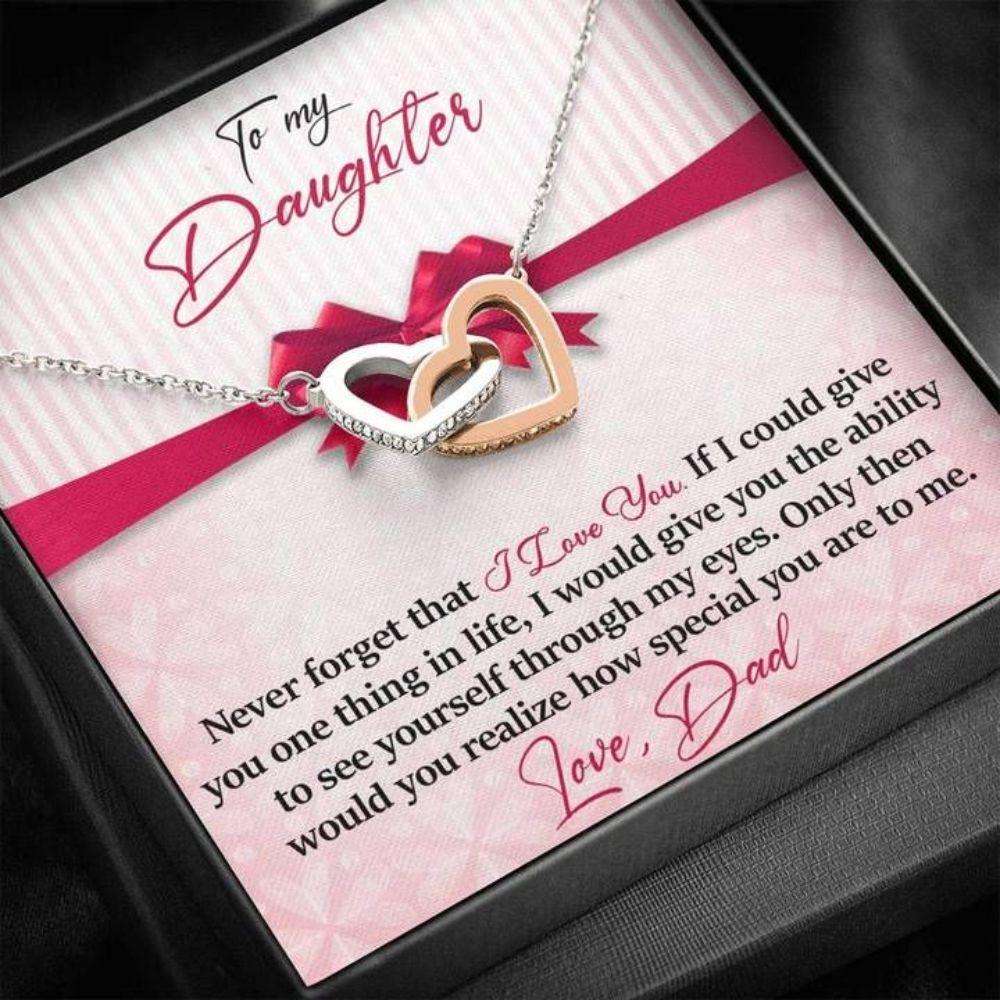 Daughter Necklace, To My Daughter, Never Forget I Love You, Interlocking Hearts Necklace Gift For Daughter Dughter's Day Rakva