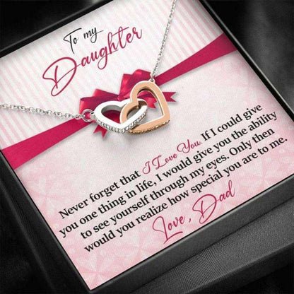 Daughter Necklace, To My Daughter, Never Forget I Love You, Interlocking Hearts Necklace Gift For Daughter Dughter's Day Rakva