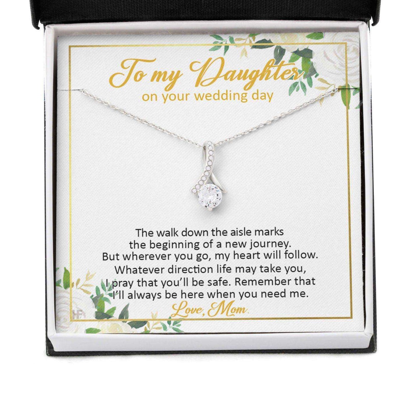 Daughter Necklace, To My Daughter On Your Wedding Day From Mom, Flower Messge Card Dughter's Day Rakva