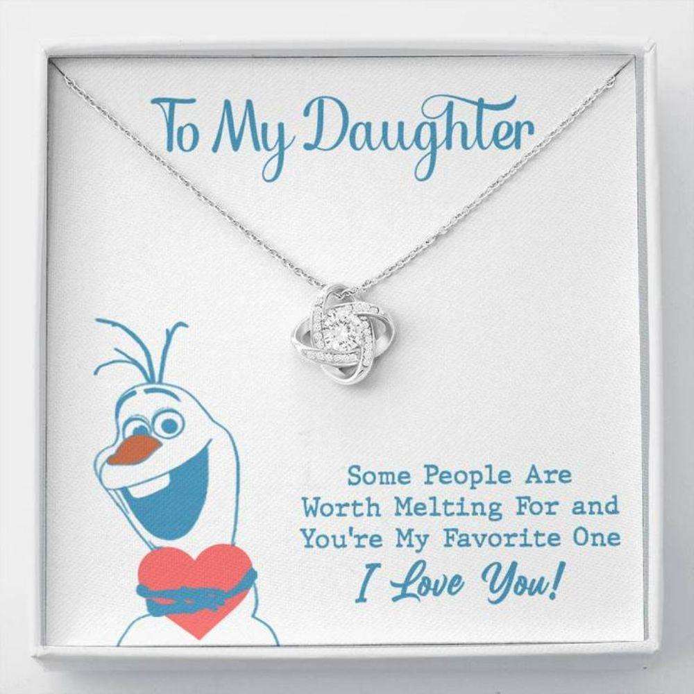 Daughter Necklace, To My Daughter Worth Melting For Love Knot Necklace Gift Dughter's Day Rakva