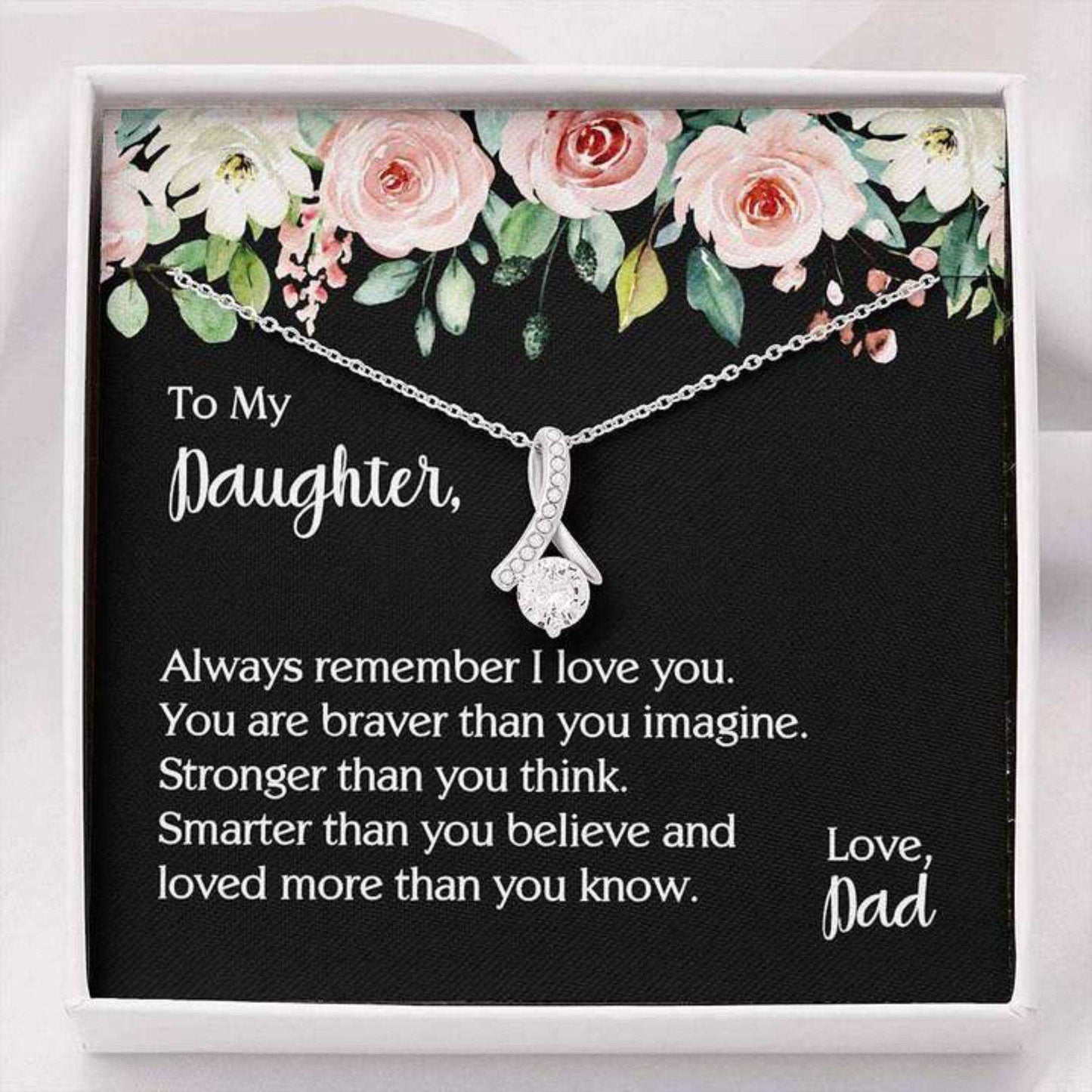 Daughter Necklace, To My Daughter You Are Braver Than You Imagine Necklace From Dad Dughter's Day Rakva