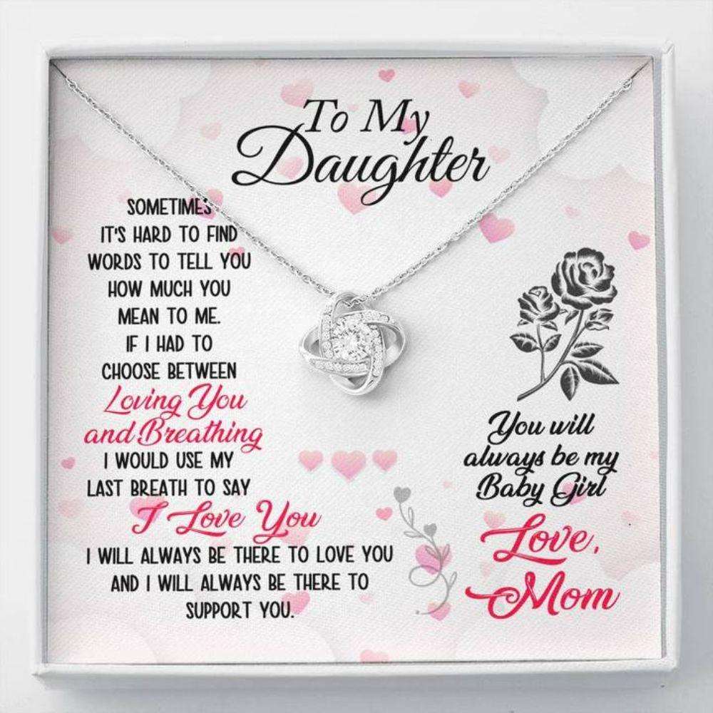 Daughter Necklace, To My Daughter Œbreathing” Love Knot Necklace Gift From Dad Mom Dughter's Day Rakva