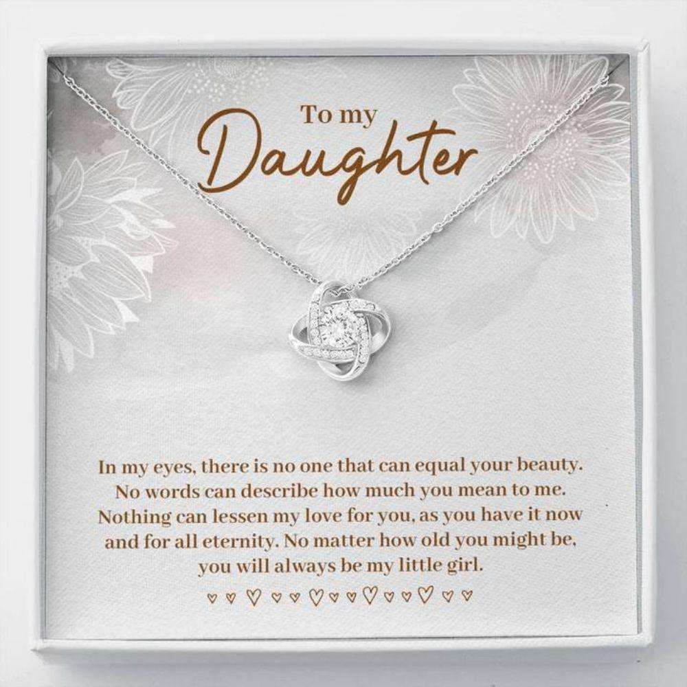 Daughter Necklace, To My Daughter Œequal Your Beauty” Love Knot Necklace Gift From Dad Mom Dughter's Day Rakva