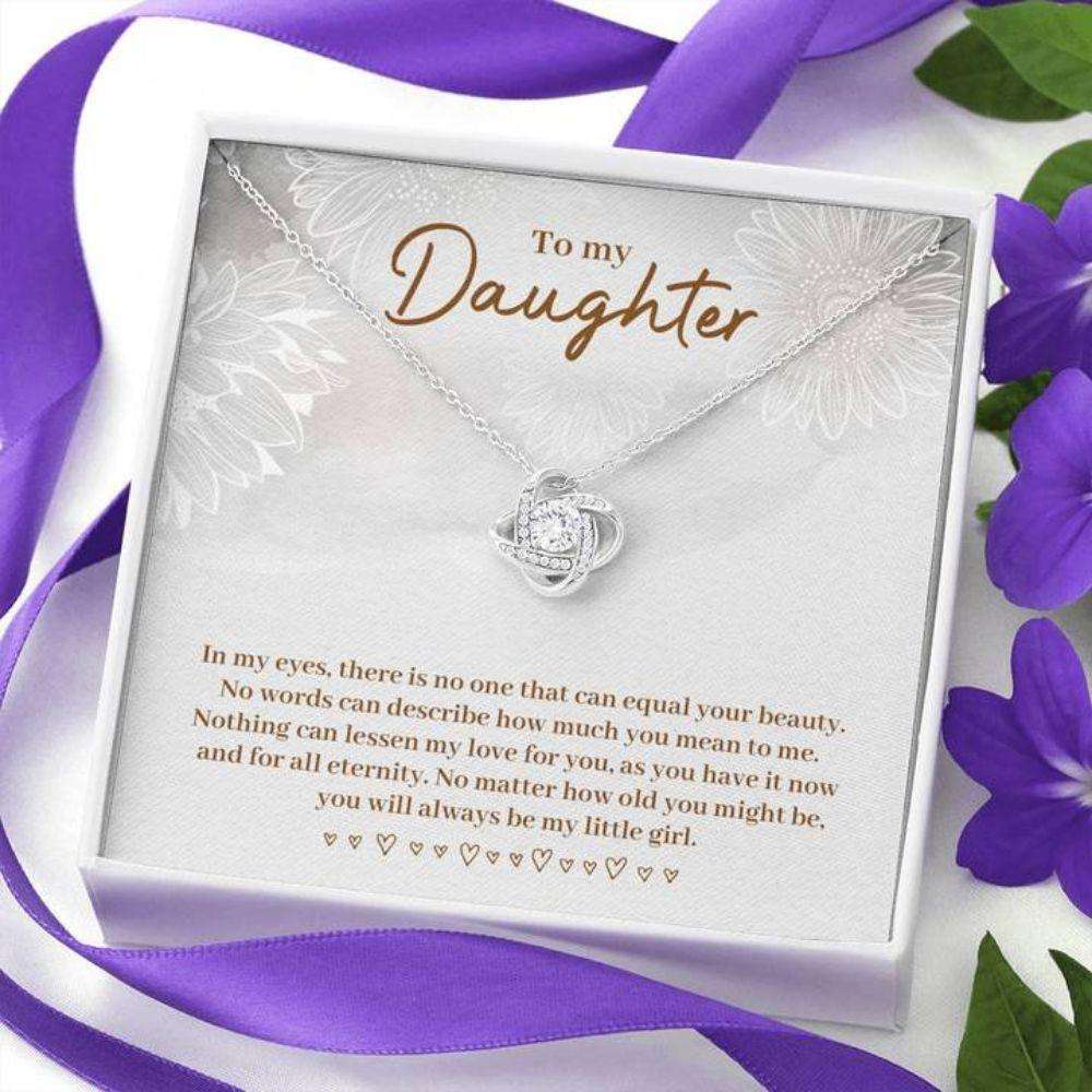 Daughter Necklace, To My Daughter Œequal Your Beauty” Love Knot Necklace Gift From Dad Mom Dughter's Day Rakva