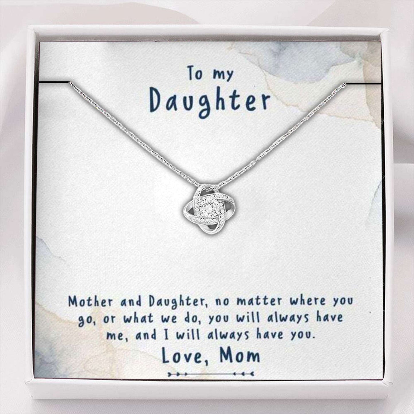 Daughter Necklace, To My Daughter Œno Matter” Love Knot Necklace Gift From Dad Mom Dughter's Day Rakva