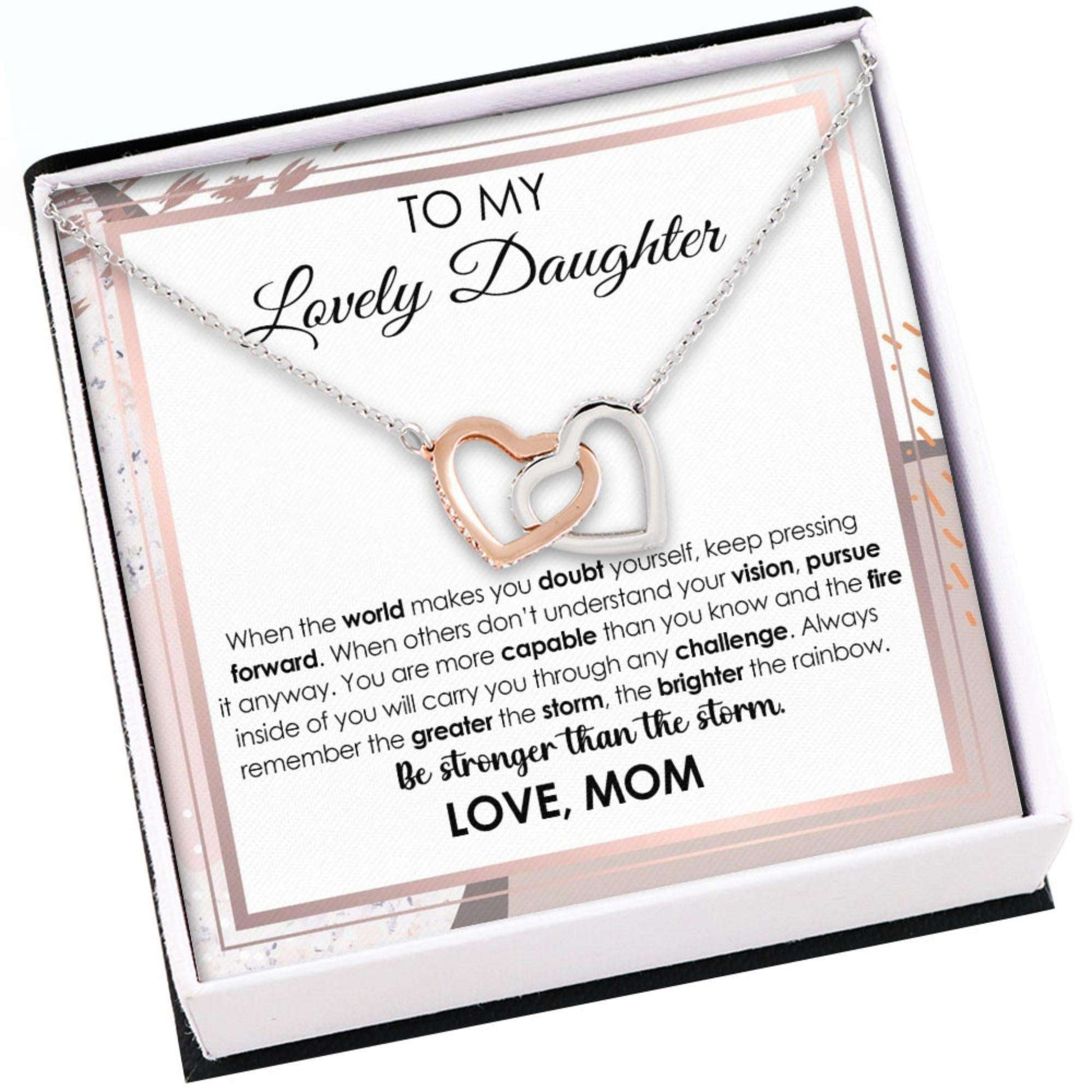 Daughter Necklace, To My Lovely Daughter “ Gift For Daughter Interlocking Heart Dughter's Day Rakva